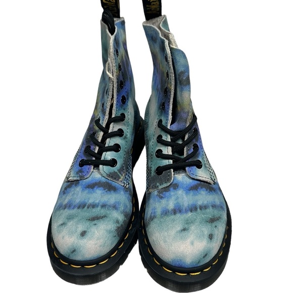 Dr. Martens NIB Pascal Blue Summer Tie Dye Lace Up Boots Women's US 7 EU 38 - Picture 9 of 14